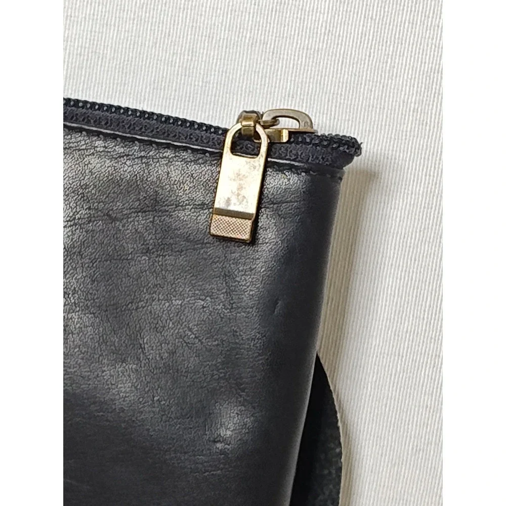 Leather London‎ Co Black Leather Portfolio Document Pouch Travel Organizer Zip